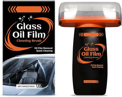 Glass Emulsion, Oil Film Remover for Car Window, 100g Roll-On Glass Emulsion Cleaner Compound with Cleaning Board, Improve Windshield Clarity for Safe Driving 1pc