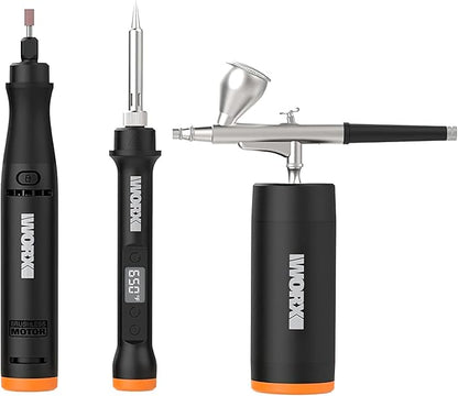 MAKERX Crafting Tool Combo Kit - Rotary Tool, Airbrush Gun, Wood and Metal Crafter for Sanding, Carving, Painting, 20V Power Share Battery & 57-Piece Accessories Included