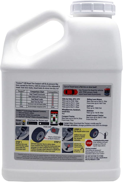 TireJect Off-Road Tire Sealant Refill (Gallon/128oz Bottle) - Applicate 12 ATV Tires, Use 75% Less sealant per tire