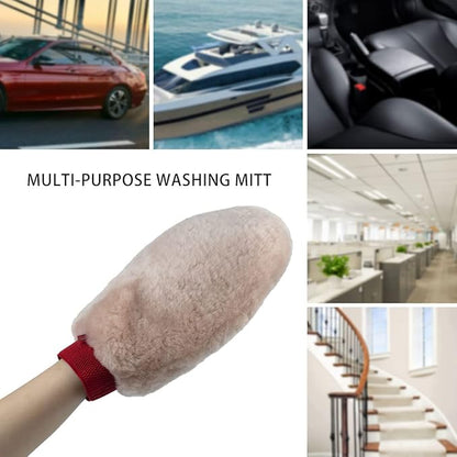 Gracefur Ultra-Soft Sheepskin Car Wash Mitt - 100% Pure Lambswool Wash Mitt for Scratch-Free Detailing & Paint Protection, Extra Large Safe Cleaning Glove (No Fingers, Pink)