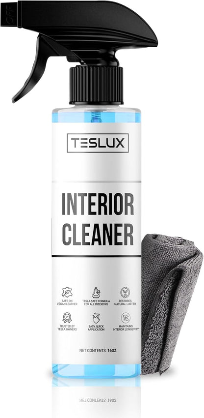 Interior Cleaner For Tesla White & Black Vegan Leather - Stain Remover - Solution for Complete Interior Cleaning - Ideal for Seats, Doors, Console, Dash - Accessories For Tesla Model 3, Y, S, X