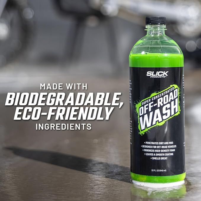 Slick Products Total Off-Road Wash Super Concentrate – Thick Foaming Car Wash Soap with Hybrid-Ceramic Formula for Dirt Bikes ATV UTV Trucks Jeeps and More – Foam Cannon Ready – 16 oz