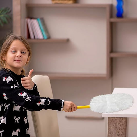 Vesici 50 Pcs Duster Refills Compatible with Swiffer Dusters Bulk Disposable Replacement Thickened with 1 Handle Heavy Duty for Cleaning, Office (White)