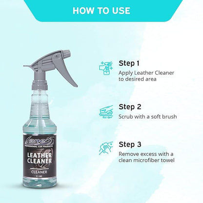 LANE'S Leather Cleaner- Leather Protector Spray, Automotive Leather Cleaner- Cleans Leather Pores, Removes Dirt and Grime, Keeps Leather Supple- 32 ounces