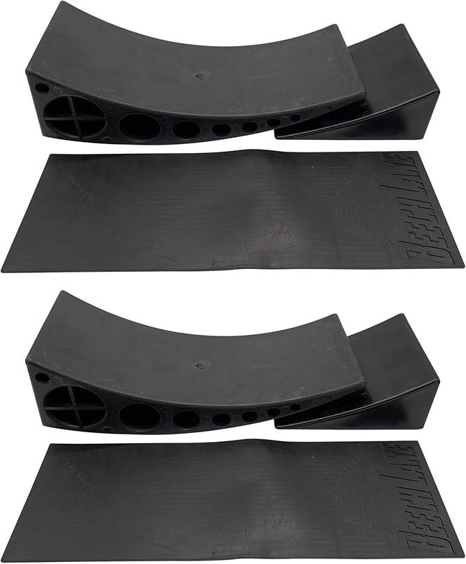 Beech Lane Camper Leveler 2 Pack - Precise Camper Leveling, Includes Two Curved Levelers, Two Chocks, and Two Rubber Grip Mats, Heavy Duty Leveler Works for Campers Up to 35,000 LBs, Patented