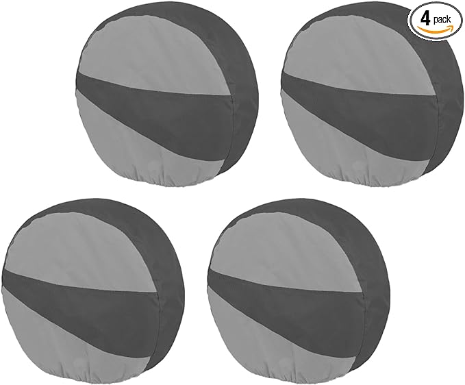 Explore Land Tire Covers 4 Pack - Tough Wheel Protector for Truck, SUV, Trailer, Camper, RV Universal Fits Tire Diameters 29-31.75 inches Black & Gray
