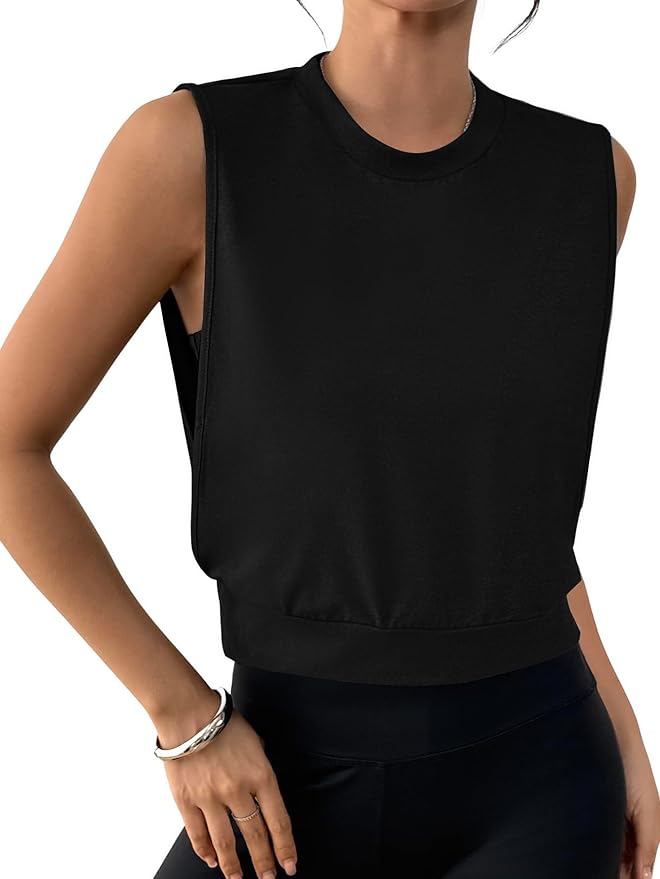 SOFIA'S CHOICE Women Workout Crop Tank Tops Cropped Sleeveless Muscle Shirt Gym Yoga Running