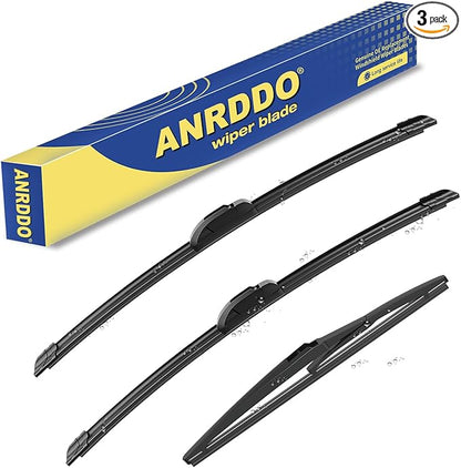 3 wipers Replacement for Saturn xA 2004-2006/Mitsubishi Mirage 2014-2020/Toyota RAV4 2006-2012, Windshield Wiper Blades Original Equipment Replacement - 24"+16"+12" (Set of 3) U&J HOOK
