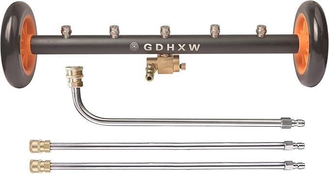 GDHXW 2-in-1 Undercarriage Pressure Washer Water Broom 18 Inch Under Car Pressure Washer Attachment with 3 Extension Wands Wash Mitt,5000 PSI
