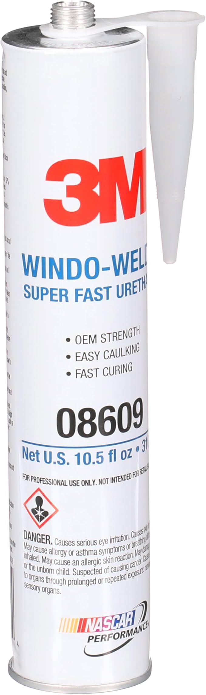 3M 08609 Window-Weld Super Fast Urethane Windshield Adhesive, High-Strength Fast-Curing One-Part Auto Glass Sealant, 10.5 fl oz (310 mL) Cartridge, Black