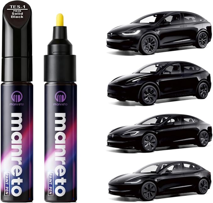Touch Up Paint for Tesla Model Y/3/X/S Solid Black (PBSB)—OEM Color-Matched, Quick & Easy Car Scratch Remover Pen, Long lasting & Waterproof Car Paint Touch Up, Like-New Finish