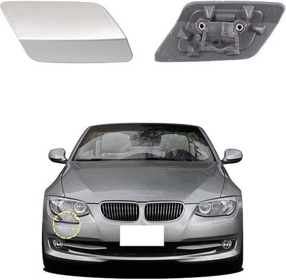 Car Front Bumper Headlight Washer Cover Compatible with BMW 328i 3351 335lS Coupe Convertible 2011-2013 Headlight Washer Nozzles Cover 61677253393 61677253394 Water Spray Cover Sliver Right