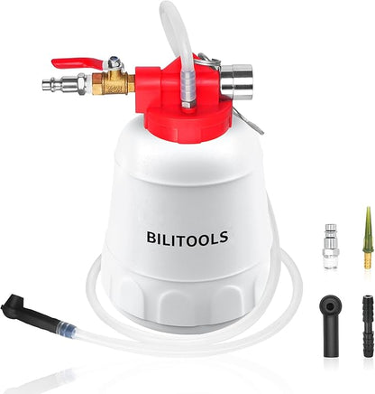 BILITOOLS 1L Brake Bleeder Vacuum Pump Kit, Universal One Person Pneumatic Brake System Clutch Fluid Bleeding Extractor Tool with Adapters