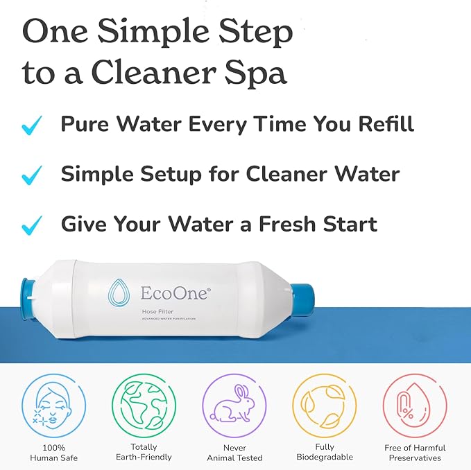Hose Filter by EcoOne | Advanced Purification Water Filter for Garden Hose Application | Inline Dual Stage Natural Carbon Hose Filter for Filling Hot Tub & Spa | Filters up to 40,000 Gallons