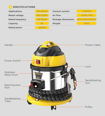 QPKING Walnut Sand DE-Carbon Cleaner HTS558 Walnut Blaster Cleaner Automotive Valvetronic System Carbon Deposition Cleaning Engine Intake Pipe Valve Clean Machine 110V/220V
