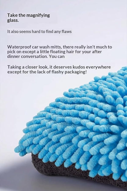 Car Wash Mitt Microfiber, 2PK-Scratch & Lint Free, Premium Chenille Microfiber Wash Mitt (Blue)