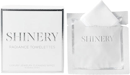 Shinery Radiance Towelettes Jewelry Cleaning Wipes - No Rinse Travel Jewelry Cleaner Safe All Gemstones Pearls, 10 Individually Packed Wipes