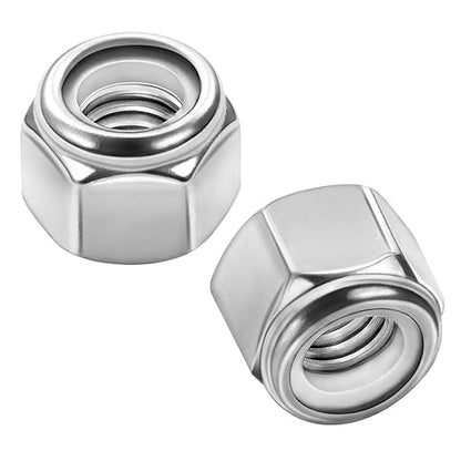 MewuDecor #6 32 Nylon Insert Hex Lock Nuts Locknuts, 304 Stainless Steel 18-8, Bright Finish, 100 PCS