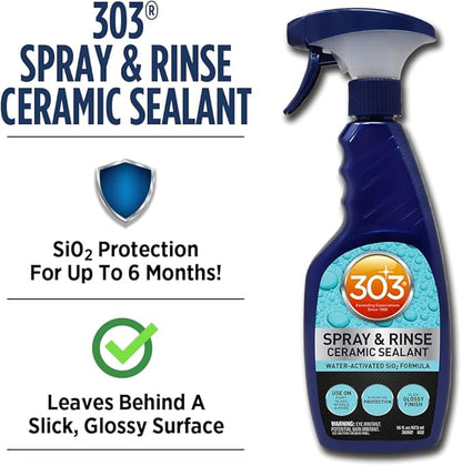 303 Products Spray & Rinse Ceramic Sealant – Quick Ceramic Coating – Water-Activated SiO2 Formula – 6 Months of Protection – Water Repellent Ceramic Spray – Easy to Use – 16 Oz (Pack of 1) (30262)