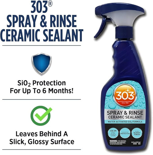 303 Products Spray & Rinse Ceramic Sealant – Quick Ceramic Coating – Water-Activated SiO2 Formula – 6 Months of Protection – Water Repellent Ceramic Spray – Easy to Use – 16 Oz (Pack of 1) (30262)