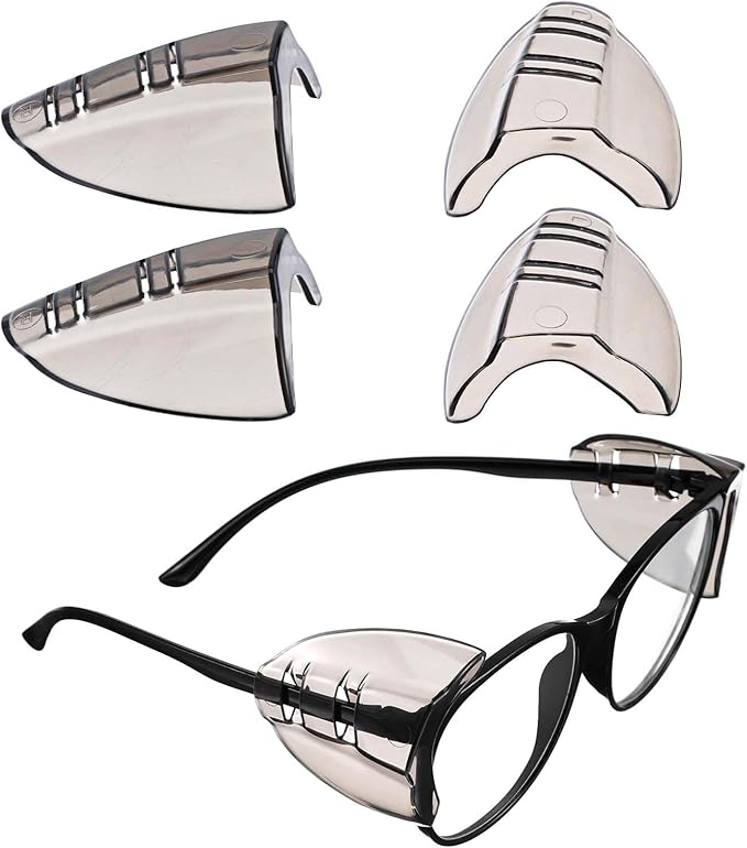 Gjinxi 2 Pairs Side Shields for Glasses, Flexible Safety Black Protective Eyewear Covers, Glasses Side Shields for Eyeglasses