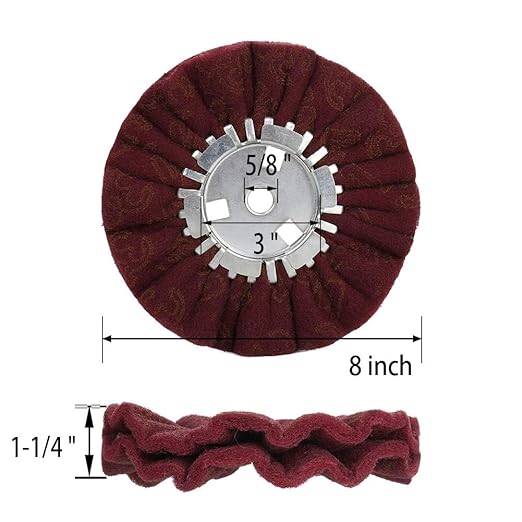 QZATTCAEN 8" Non-Woven Airway Buffing Wheel, 5/8" Arbor Hole | Surface Prep Wheel for Angle Grinder, Ideal for Sanding & Polishing Aluminum, Stainless Steel - 4 PCS