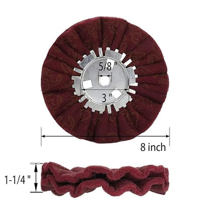 QZATTCAEN 8" Non-Woven Airway Buffing Wheel, 5/8" Arbor Hole | Surface Prep Wheel for Angle Grinder, Ideal for Sanding & Polishing Aluminum, Stainless Steel - 4 PCS