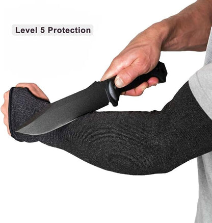 CAWANFLY Protective Arm Sleeves, Level 5 Protection Cut Resistant Sleeve with Thumb Hole (Black)