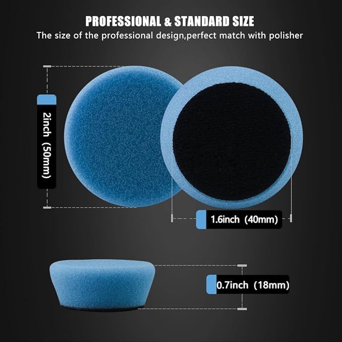 SPTA Mini Polishing Pads Set, 21pcs 1.6 inch/40mm Sponge & Wool Buffing Pads, Car Detail Polishing & Waxing Kit, Mix Colors, Small Area