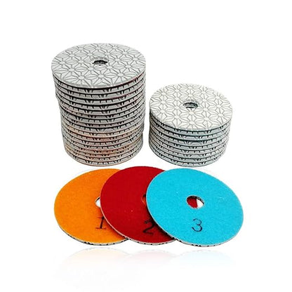 SHDIATOOL 60PCS 4 Inch Diamond polishing Pads 3-Step 20 Sets for Marble Stone