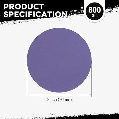 Kozelo 40 Pcs Sanding Discs 3 Inch 800 Grit Hook and Loop Random Orbital Sandpapers Suitable for Drywall Sander Wood Metal Furniture, Purple