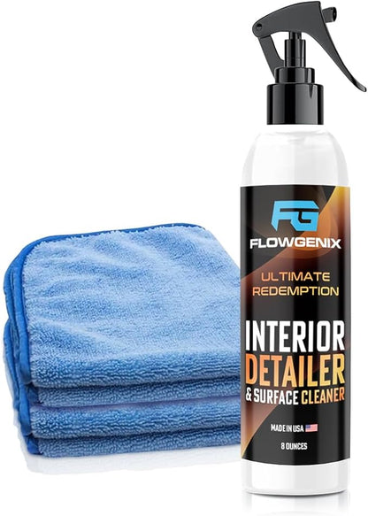 Flowgenix Interior Car Cleaner and Protectant Spray - Interior Detailer and Restoration for Seats, Upholstery, Dashboard, Vinyl, Trim & more - Automotive Detailing Spray for Cars, Motorcycle, RV