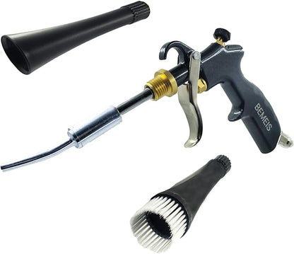 BEMEIS Air Blow Gun with Brass Adjustable Air Flow Nozzle,Cleaning Gun Quickly Blasts Dirt and Dust from Surface Works with Air Compressor(Upgrade Aluminium Rotate Tube) (Detail Blowing Gun), Black