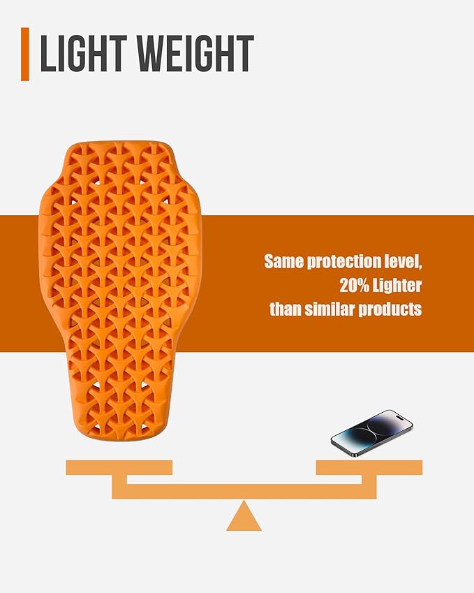 BORLENI CE Level 1 Back Armor Protection Pad Motorcycle Back Protector Sports Body Armor Motorcycle Jacket Replacement for Women and Men