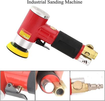 2 3-inch Mini Orbital Sander da sander Air Dual Action Sander Air Polisher Super Smooth and Swirl Freely for Auto Body Work (RED)