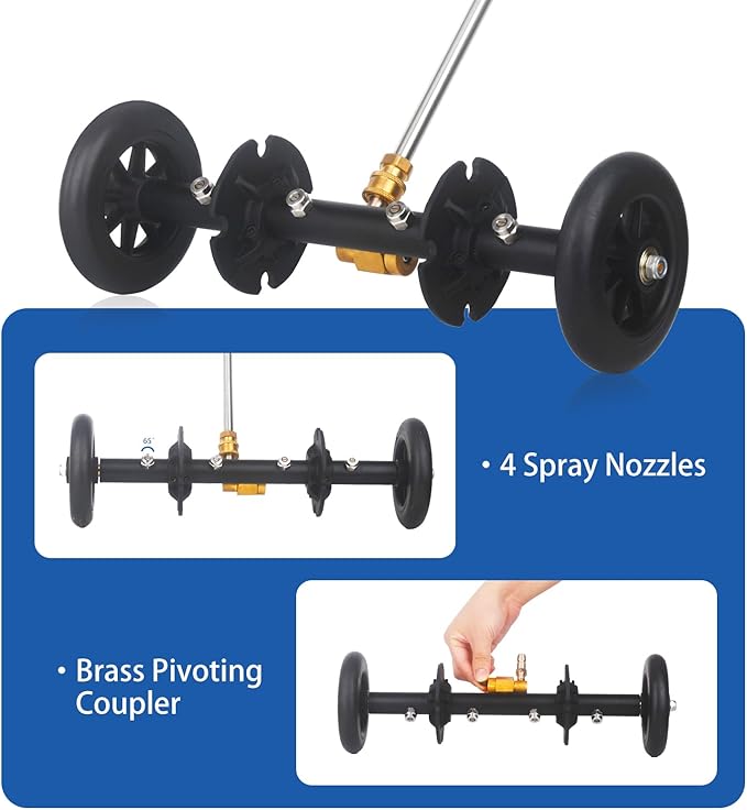 DUSICHIN Undercarriage Cleaner Water Broom Pressure Washer Attachment, 16 Inches Undercarriage Washer, Pressure Washer Underbody Car Cleaner 4 Extension Wands 4 nozzles Garden Hose Adapter DUS3202