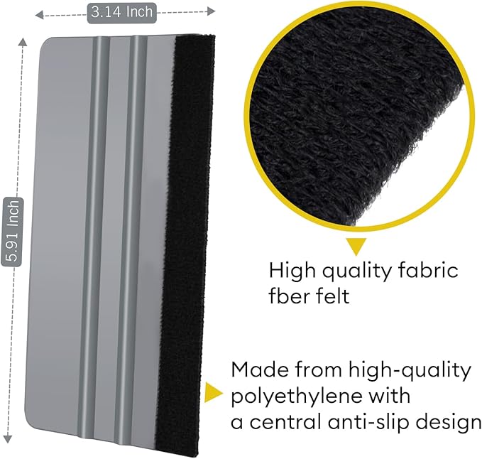 HIDBEA Window Felt Squeegee Tool, Vinyl Scraper for Window Privacy Film, Wallpaper and Car Glass, Tint Squeegee Installation Tool Protection Scratches Film Soothing, 5.9 * 3.1 Inch, Grey