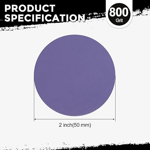 Kozelo 50 Pcs Sanding Discs 2 Inch 800 Grit Hook and Loop Random Orbital Sandpapers Suitable for Drywall Sander Wood Metal Furniture, Purple