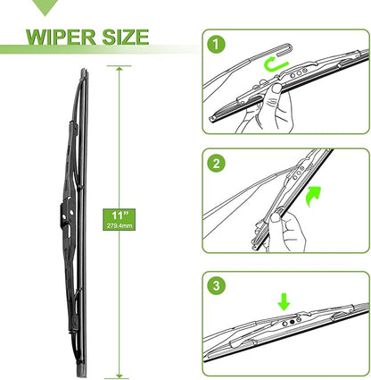 PARRATI® Windshield Wipers for Hummer H3 2006-2010,17"+16" Front and 11" Rear,OEM Replacement Wiper Blades,Quiet & Streak-Free(Set of 3)