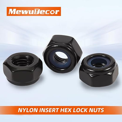 MewuDecor 1/2-13 Nylon Insert Hex Lock Nuts Locknuts, 304 Stainless Steel 18-8, Black Oxide, 25 PCS