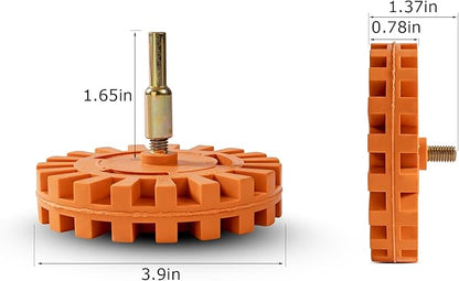 4PCS Decal Remover Eraser Wheel Tool Kit with Drill Adapter, 4 Inch Rubber Adhesive Remover Wheel for Removes Car Stripes Vinyl Tapes and Graphics, Rubber Wheel Decal Remover for Cars, RV, Boats
