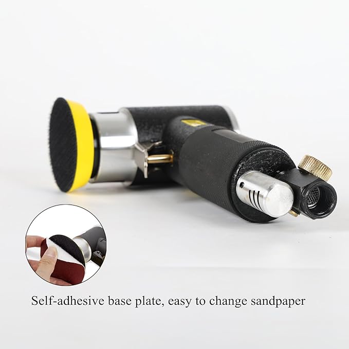 2'' 3'' Mini Orbital Air Sander, Small Pneumatic Random Orbital Sander with Hook And Loop Sanding Pads,M6 Thread Plate