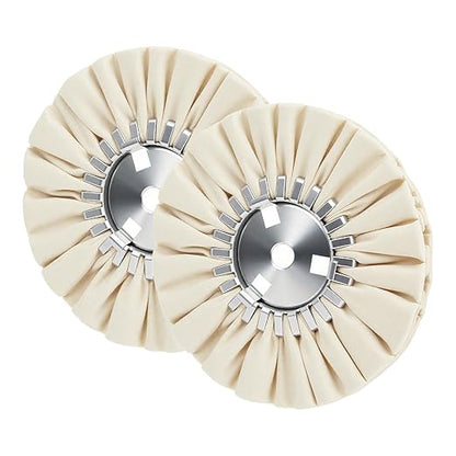 8" White Airway Buffing Wheel,5/8'' Arbor Hole,16 Plys/Fine Polishing for Angle Grinder,2PCS