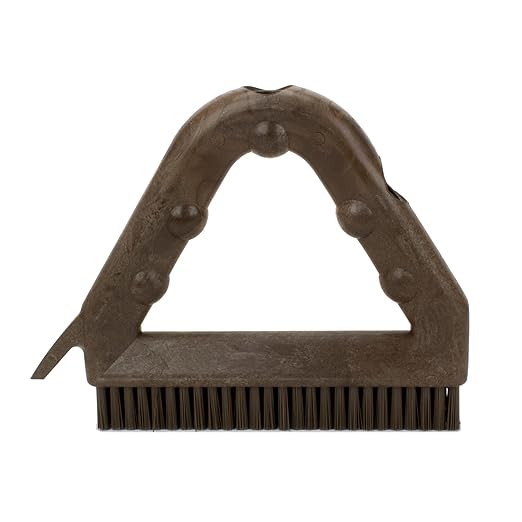 SPARTA Plastic Commercial Grout Brush, Triangle-Shaped Scrub Brush with Scraper and Two Threaded Holes for Attaching Handle (Sold Separately), 9 x 7 x 7 Inches, Brown