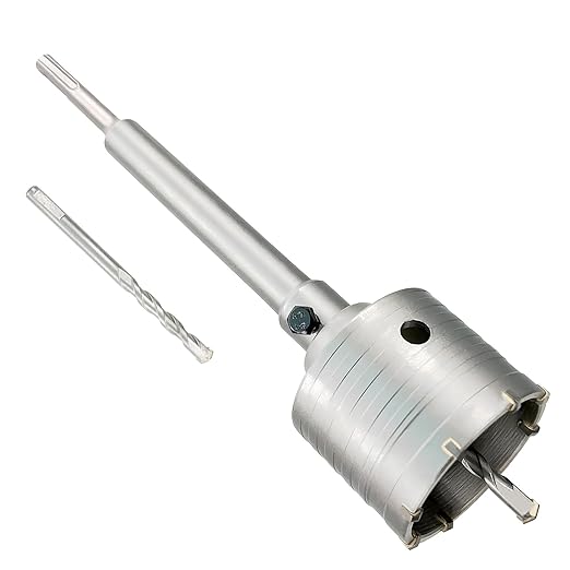 2-3/4" Concrete Hole Saw, 70mm Tungsten Steel Core Bit for Cinder Block, Brick, Rock, Plank Walls for Pipes or mini Split Lines, with SDS Plus Shank and 2 Center Positioning Drill Bits.