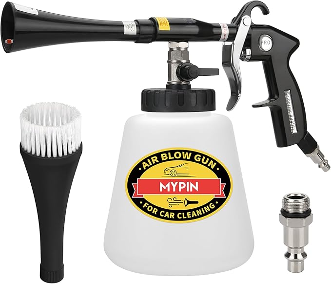 MYPIN Car Cleaning Gun Kit, 6-9.2Bar, High Pressure Air Blow Gun with 2 Set Nozzle, Interior Car Cleaning for Vehicle Upholstery Carpet Seat
