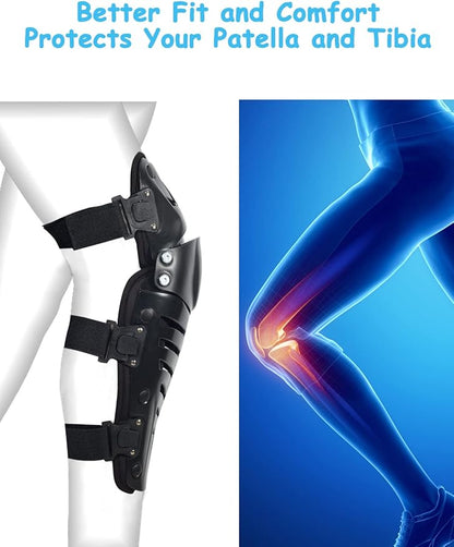 Motorcycle Knee Shin Guards, Long Leg Protection Crash Proof Motorcycle Knee Protection Bendable Adjustable MTB Knee Pads for Men Motocross Gear