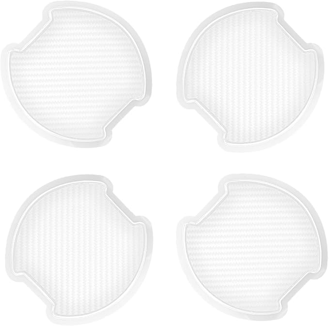 WORCAS 4Pcs Semi-Transparent Carbon Fiber Like Car Door Handle Cup Protective Sticker Auto Door Paint Guard(L)