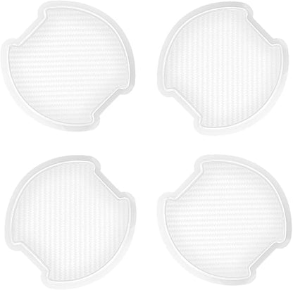 WORCAS 4Pcs Semi-Transparent Carbon Fiber Like Car Door Handle Cup Protective Sticker Auto Door Paint Guard(L)