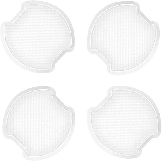 WORCAS 4Pcs Semi-Transparent Carbon Fiber Like Car Door Handle Cup Protective Sticker Auto Door Paint Guard(L)